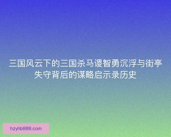 三国风云下的三国杀马谡智勇沉浮与街亭失守背后的谋略启示录历史 三国风云下的三国杀马谡智勇沉浮与街亭失守背后的谋略启示录历史